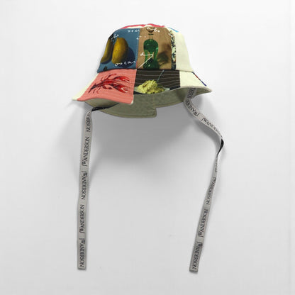 JWANDERSON Asymmetric Bucket Hat, Multicolor, All-Over Print, Logo Tape, Strap, AC0177FA0153019