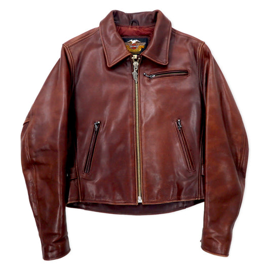 日本然リトテ-古着オンライン-HARLEY DAVIDSON シングル ライダースジャケット レザージャケット XS ブラウン 牛革-HARLEY DAVIDSON Single Riders Jacket Leather Jacket XS Brown Cowhide