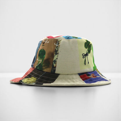 JWANDERSON Asymmetric Bucket Hat, Multicolor, All-Over Print, Logo Tape, Strap, AC0177FA0153019