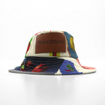 JWANDERSON Asymmetric Bucket Hat, Multicolor, All-Over Print, Logo Tape, Strap, AC0177FA0153019
