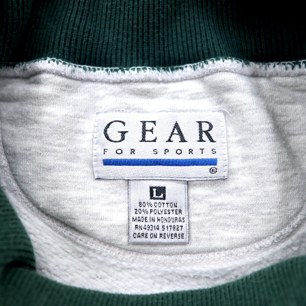 90s GEAR FOR SPORTS High Neck Sweatshirt L Grey Cotton Print Fighter JOINT ENDEAVOR