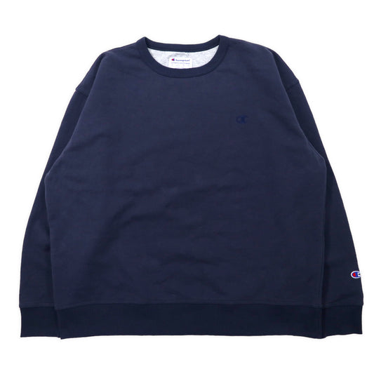 Champion ビッグサイズ クルーネックスウェット 4XL ネイビー コットン ワンポイントロゴ刺繍