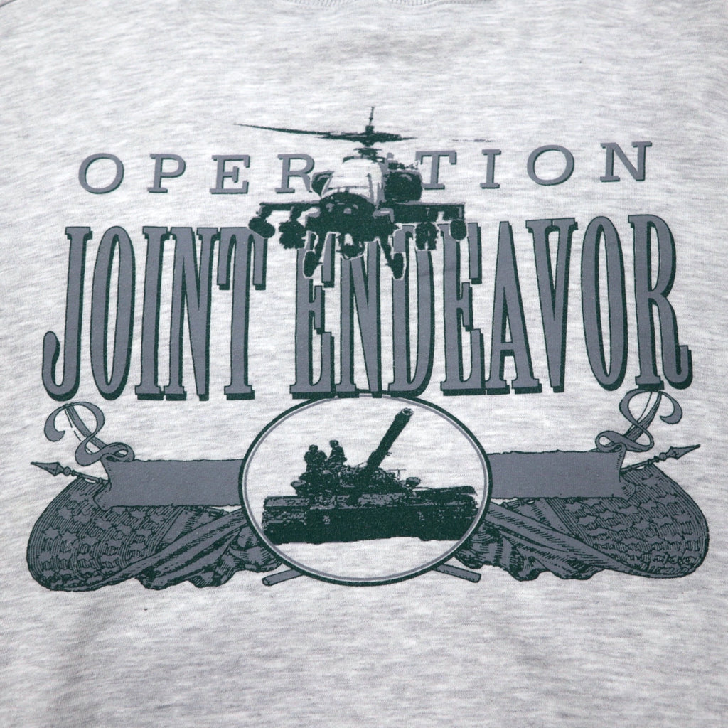 90s GEAR FOR SPORTS High Neck Sweatshirt L Grey Cotton Print Fighter JOINT ENDEAVOR