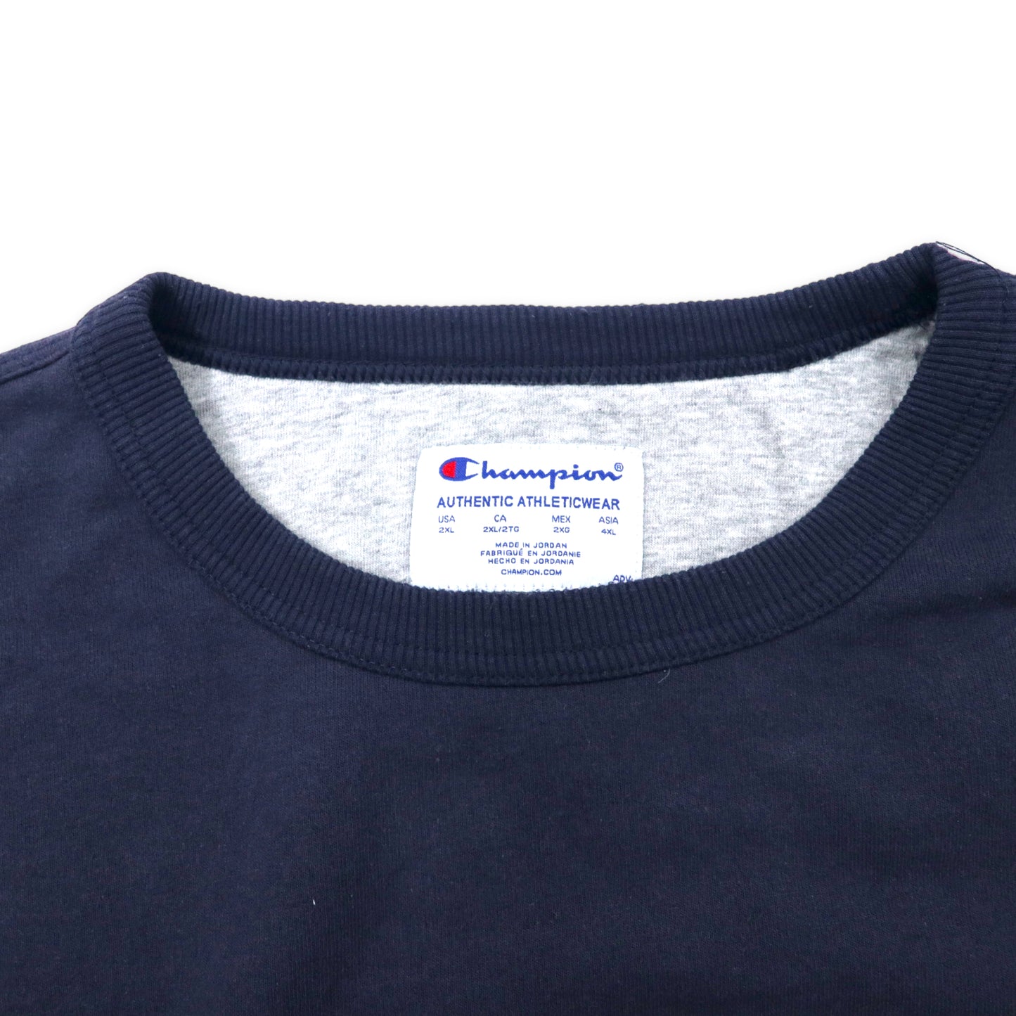 Champion ビッグサイズ クルーネックスウェット 4XL ネイビー コットン ワンポイントロゴ刺繍