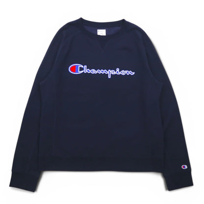 Champion elite 前V スウェット XL ネイビー コットン 裏起毛 スクリプトロゴ