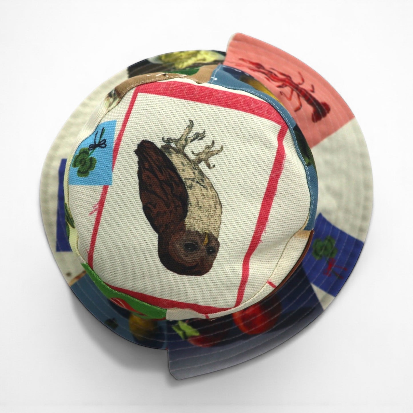 JWANDERSON Asymmetric Bucket Hat, Multicolor, All-Over Print, Logo Tape, Strap, AC0177FA0153019