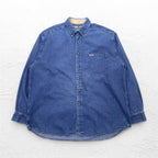 DOCKERS (Levi's) 90s Denim Button-Down Shirt, Size XL, Indigo Blue, Khakiware BASIC DENIM
