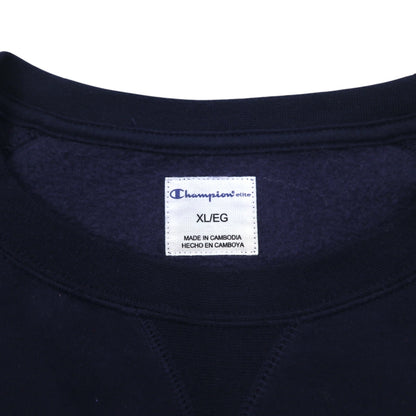 Champion elite 前V スウェット XL ネイビー コットン 裏起毛 スクリプトロゴ