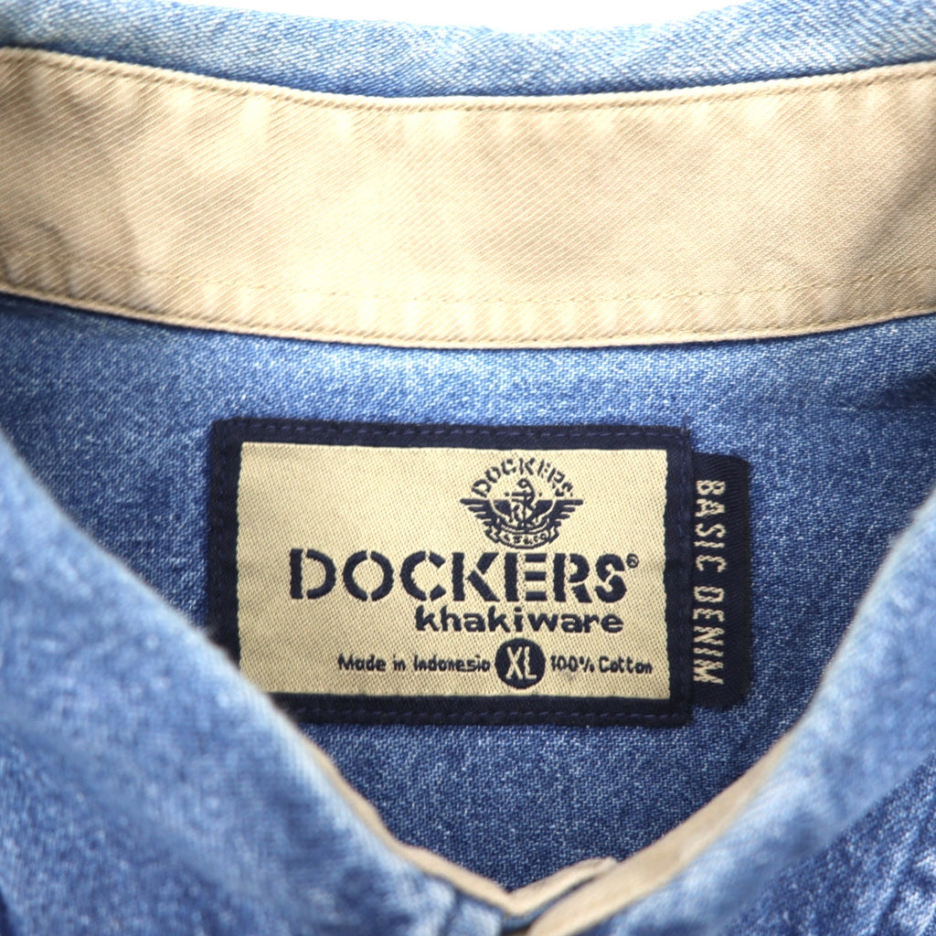 DOCKERS (Levi's) 90s Denim Button-Down Shirt, Size XL, Indigo Blue, Khakiware BASIC DENIM