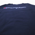 Champion elite V-neck sweatshirt, XL, navy, cotton, brushed lining, script logo