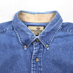 DOCKERS (Levi's) 90s Denim Button-Down Shirt, Size XL, Indigo Blue, Khakiware BASIC DENIM