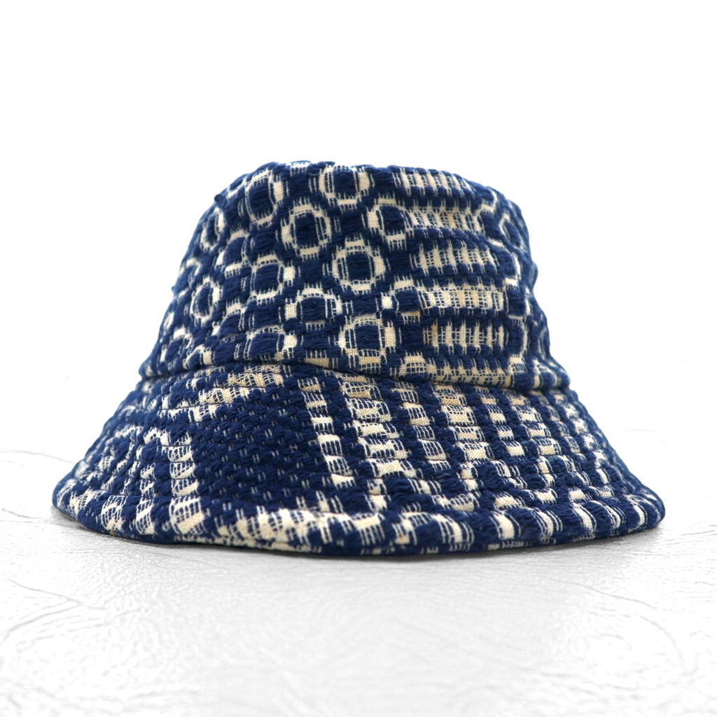 Leh Antique Fabric Bucket Hat FREE Navy Jacquard All-over Pattern