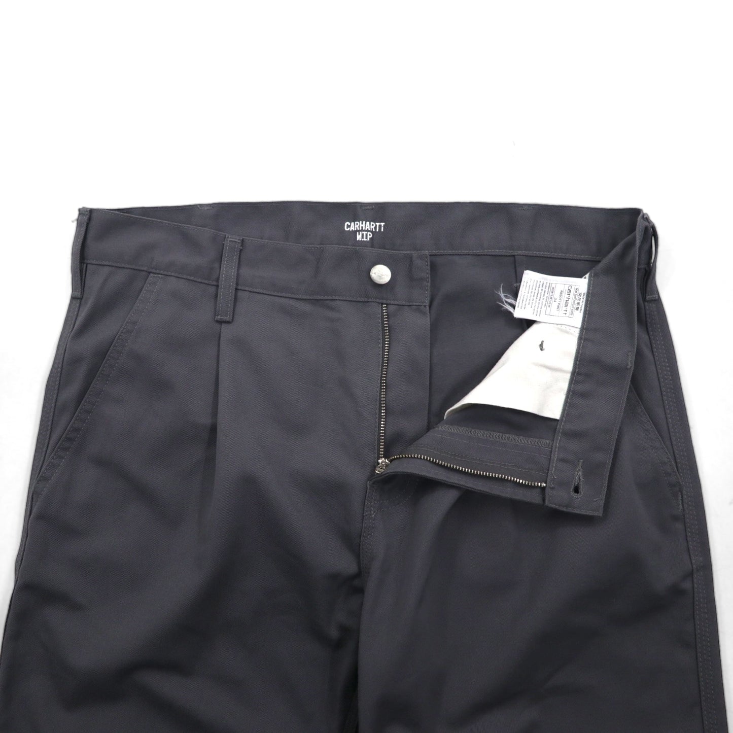 carhartt WIP タック チノパンツ ワークパンツ L グレー ポリエステル ABBOTT PANT I025813 プリーツ
