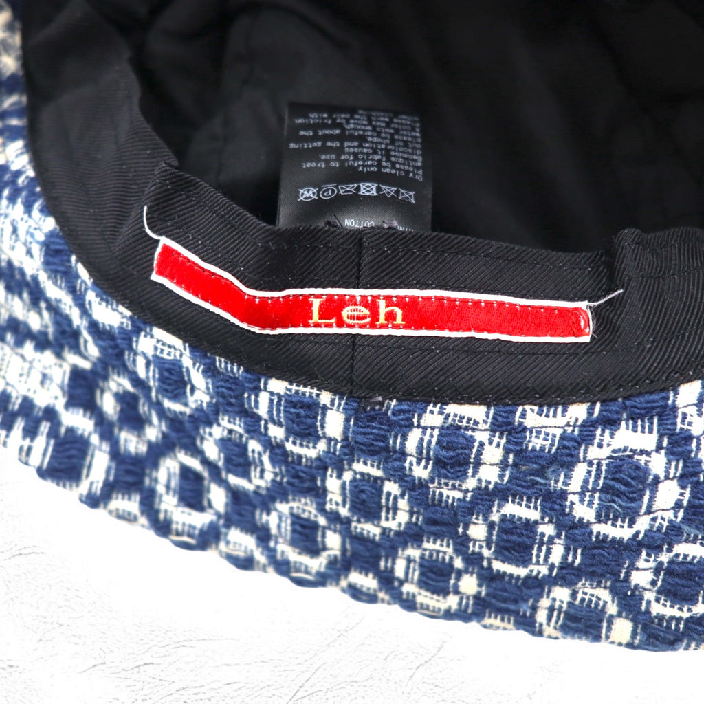 Leh Antique Fabric Bucket Hat FREE Navy Jacquard All-over Pattern
