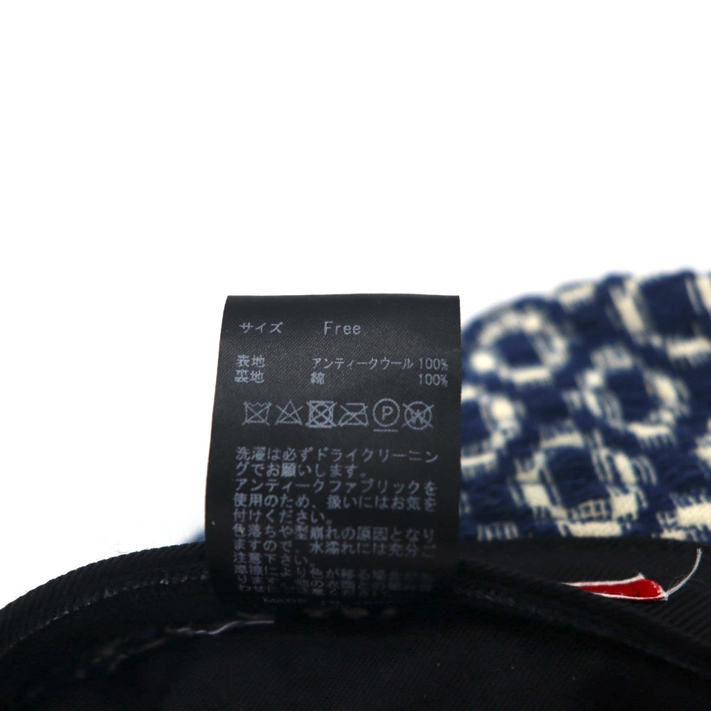 Leh Antique Fabric Bucket Hat FREE Navy Jacquard All-over Pattern