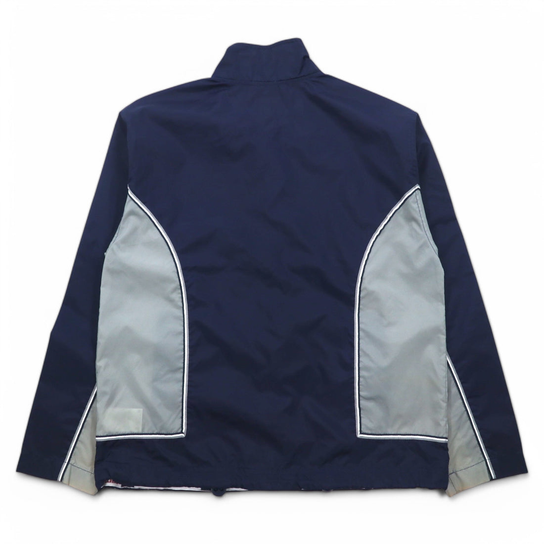 TOMMY HILFIGER 90s Stand Collar Nylon Jacket M Navy Grey Reflective Lines