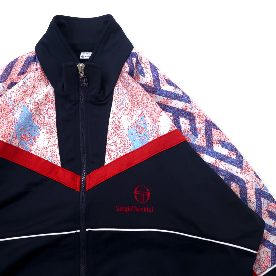 Sergio Tacchini Made in Italy 90s Track Jacket Jersey Size 52 Navy Polyester