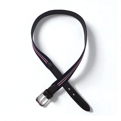 VAN -JAC- IVY アイビー テープベルト ネイビー ストレッチ メッシュ PUレザー