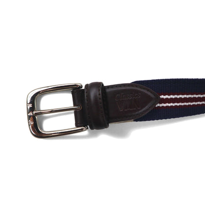 VAN -JAC- IVY アイビー テープベルト ネイビー ストレッチ メッシュ PUレザー