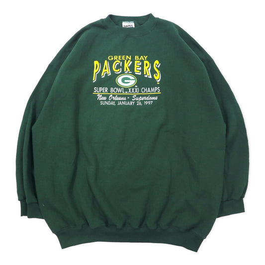 USA製 90年代 TULTEX NFL 刺繍 スウェット 2XL グリーン コットン 裏起毛 GREEN BAY PACKERS ビッグサイズ