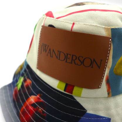 JWANDERSON Asymmetric Bucket Hat, Multicolor, All-Over Print, Logo Tape, Strap, AC0177FA0153019
