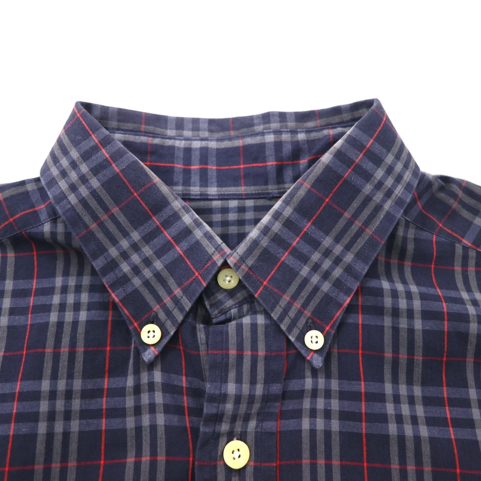 Burberry's Nova Check Short Sleeve Button-Down Shirt, Size M, Navy, with Chest Pocket and Embroidered Logo