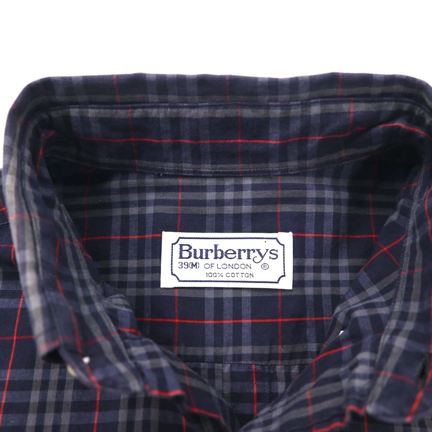 Burberrys ノバチェック 半袖 ボタンダウンシャツ M ネイビー 胸ポケット ワンポイントロゴ刺繍