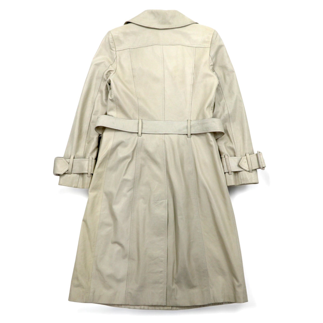 BURBERRY Lamb Leather Trench Coat, Medium, Ivory, Sheepskin, Belted