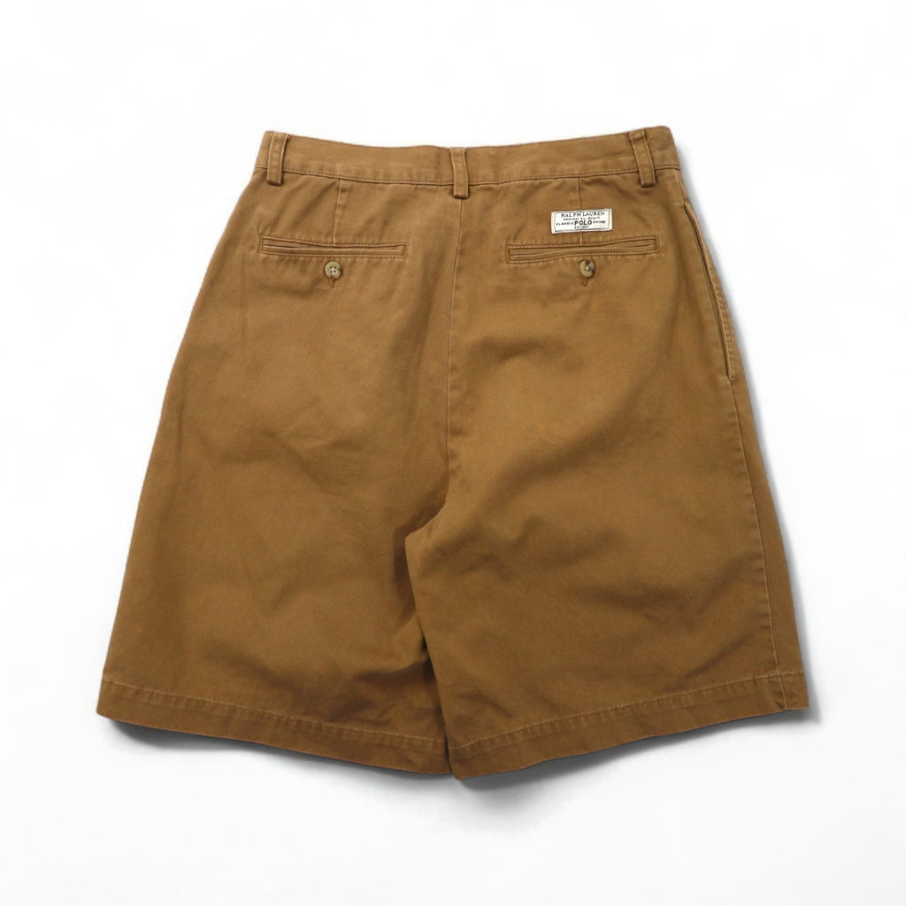 Polo by Ralph Lauren 90s Tyler Short Polo Chinos, 2-pleat Short Chino Pants, Size M, Beige, Cotton
