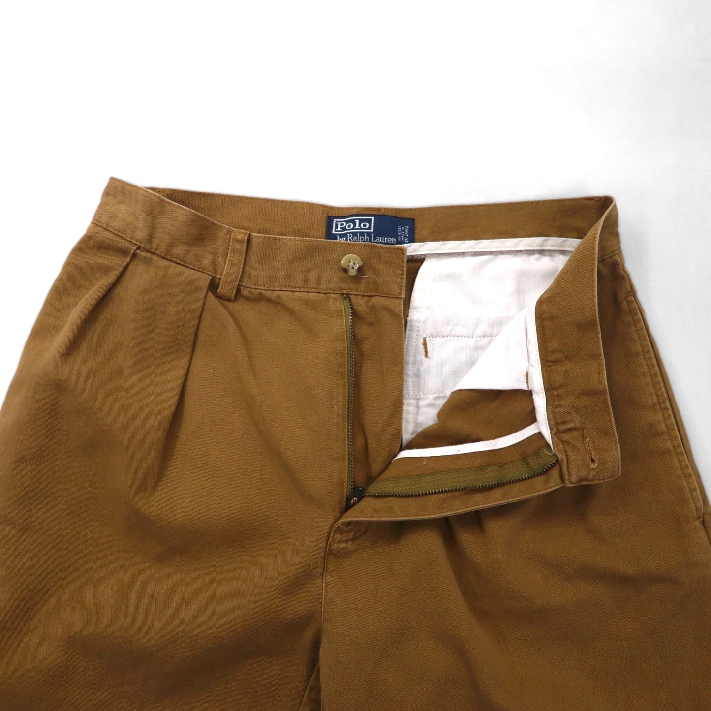 Polo by Ralph Lauren 90年代 TYLER SHORT ポロチノ 2タック ショート チノパンツ M ベージュ コットン