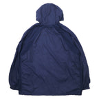 NIKE 90s Shell Parka Nylon Jacket XL Navy Swoosh Logo Embroidered Silver Tag Big Size