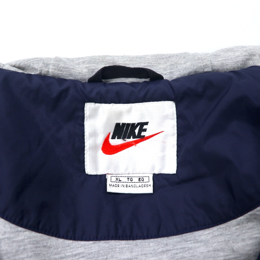 NIKE 90s Shell Parka Nylon Jacket XL Navy Swoosh Logo Embroidered Silver Tag Big Size
