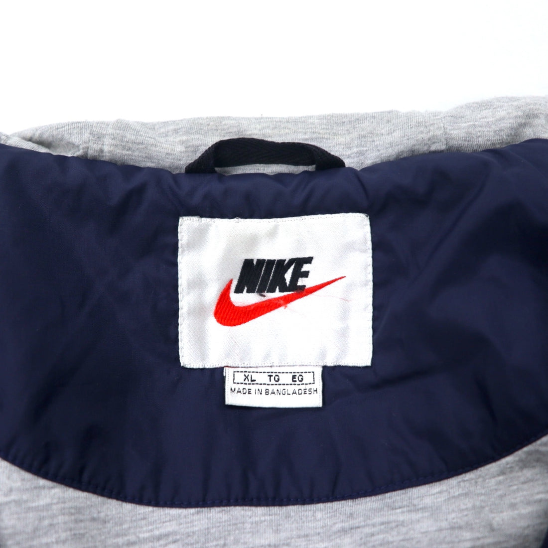 NIKE 90s Shell Parka Nylon Jacket XL Navy Swoosh Logo Embroidered Silver Tag Big Size