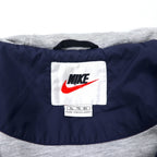 NIKE 90s Shell Parka Nylon Jacket XL Navy Swoosh Logo Embroidered Silver Tag Big Size