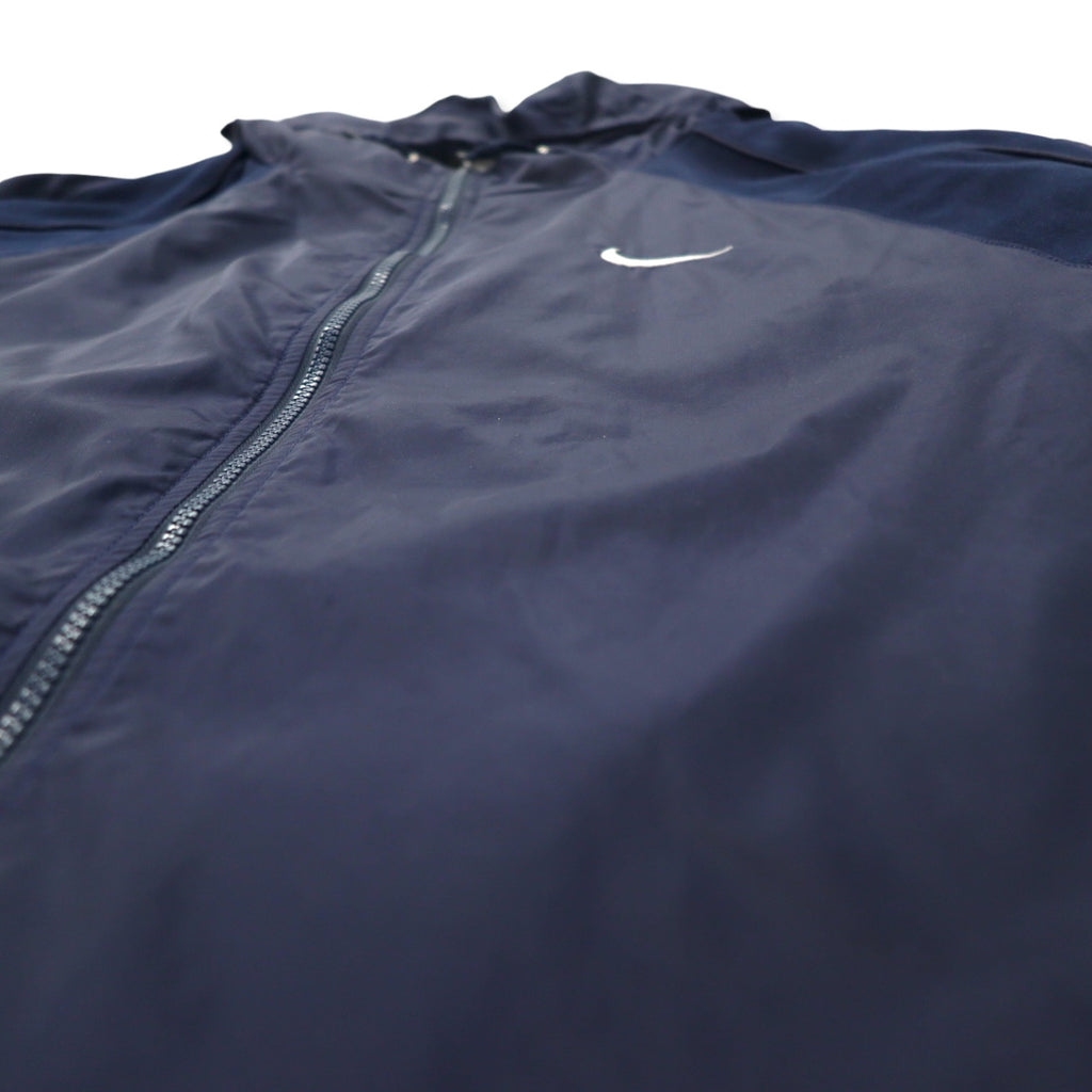 NIKE 90s Shell Parka Nylon Jacket XL Navy Swoosh Logo Embroidered Silver Tag Big Size
