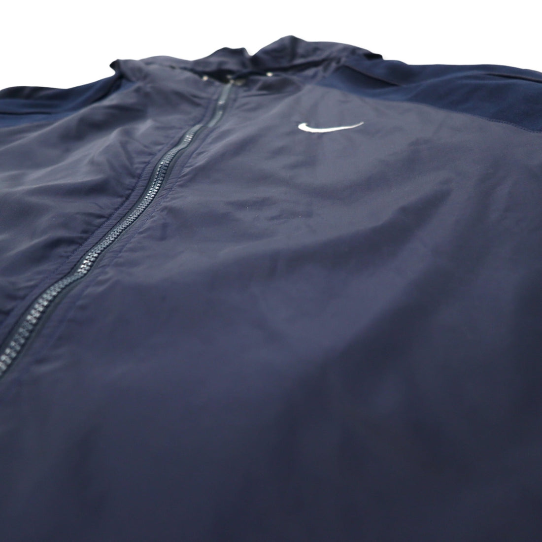 NIKE 90s Shell Parka Nylon Jacket XL Navy Swoosh Logo Embroidered Silver Tag Big Size