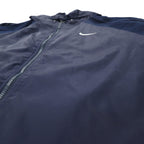NIKE 90s Shell Parka Nylon Jacket XL Navy Swoosh Logo Embroidered Silver Tag Big Size