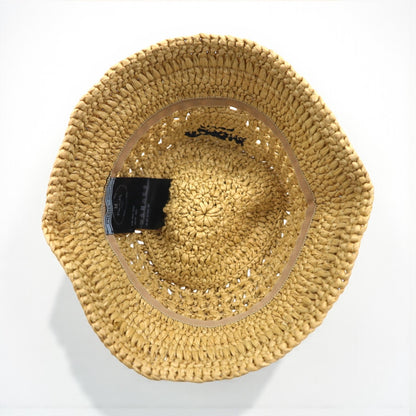 PRADA ナチュラル クロシェ バケットハット ベージュ ラフィア 1HC137 2A2T イタリア製