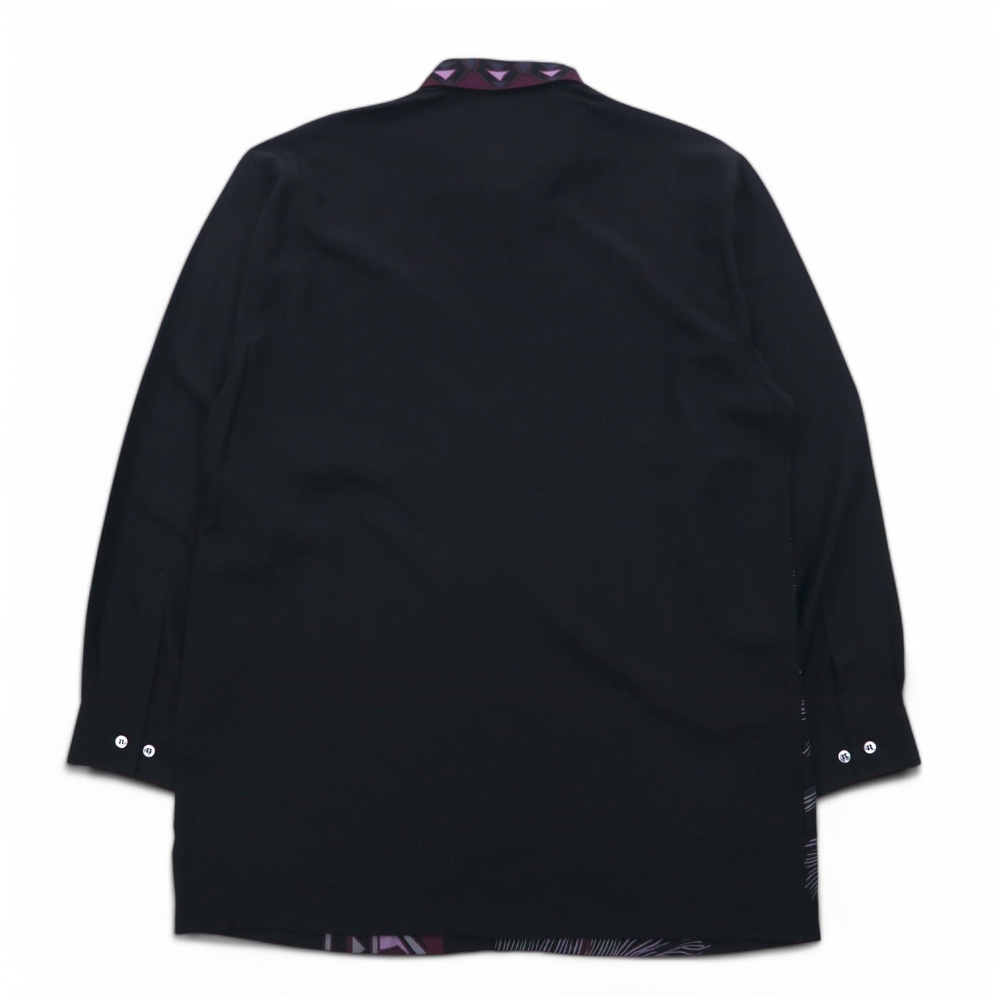 Vintage 90s Japan Made Retro Shirt NOX HONOR ポリシャツ L ブラック ネイティブ柄 ポリエステル