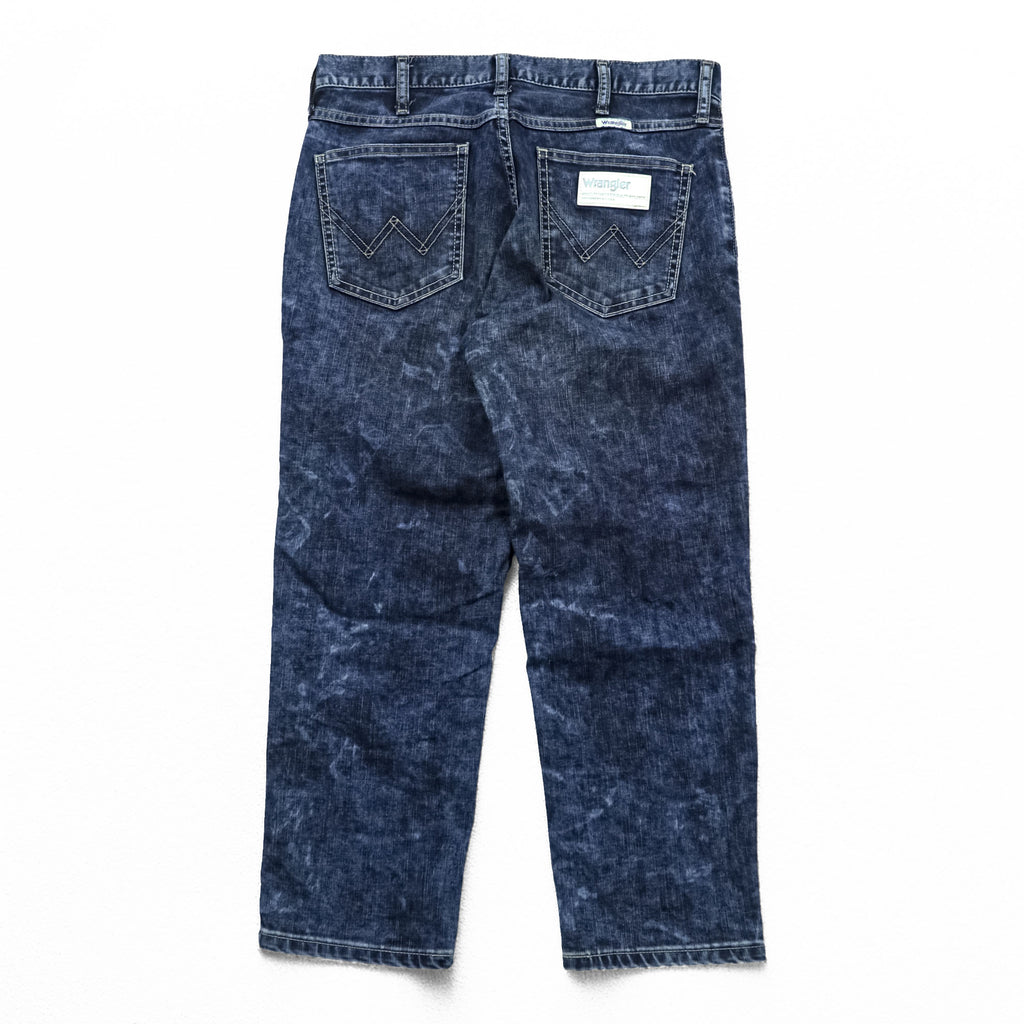 Wrangler Chemical Wash Tapered Denim Pants Jeans M Blue Stretch WM0167