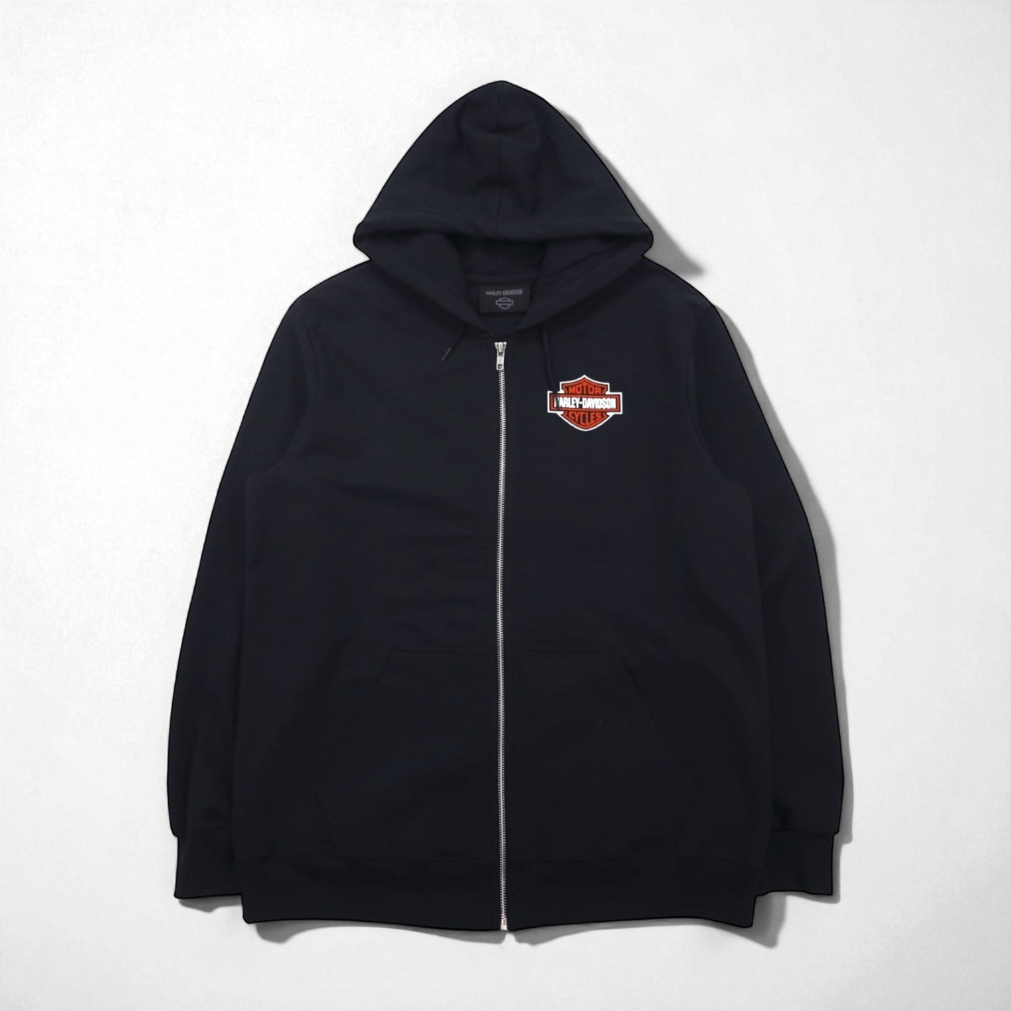 HARLEY DAVIDSON ジップパーカー XL ブラック コットン 両面プリント