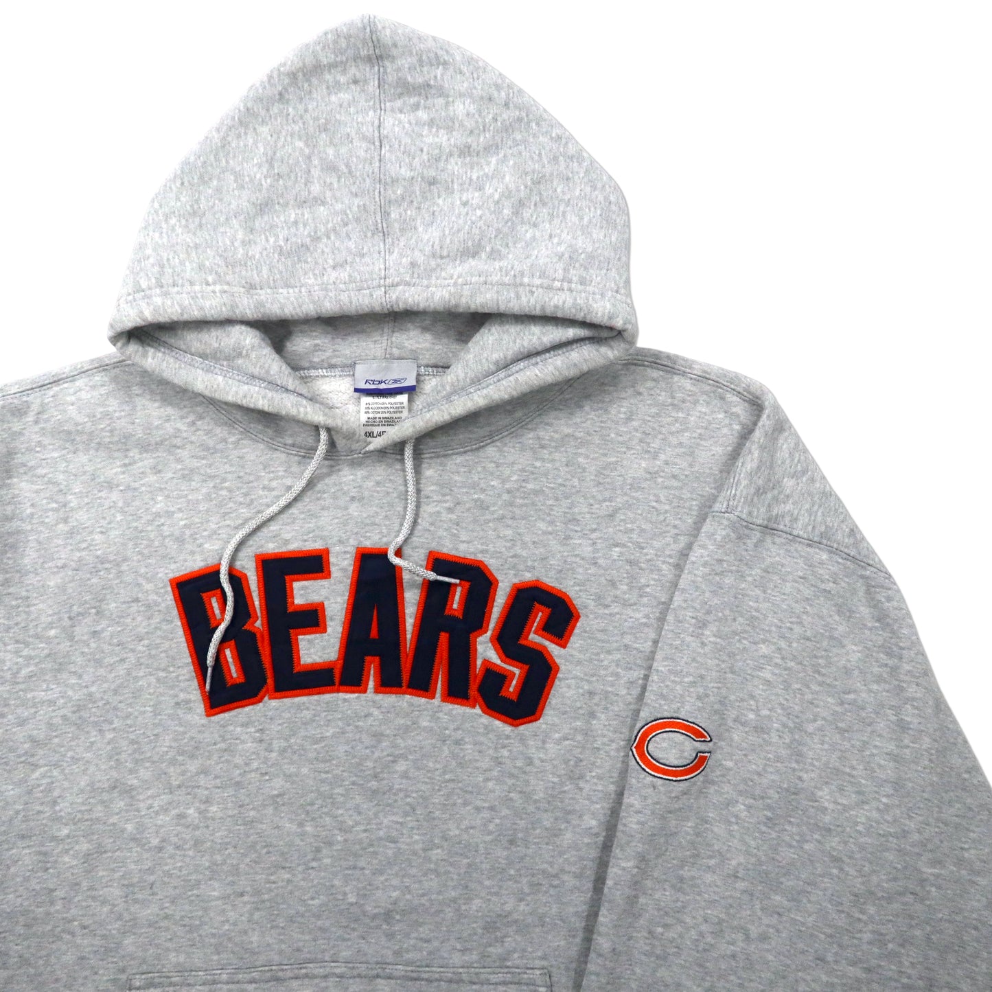 Reebok NFL Chicago Bears ビッグサイズ フットボールパーカー 4XL グレー コットン 裏起毛