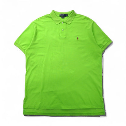 Polo by Ralph Lauren 90年代 ポロシャツ XL グリーン コットン 鹿の子 スモールポニー刺繍 ペルー製