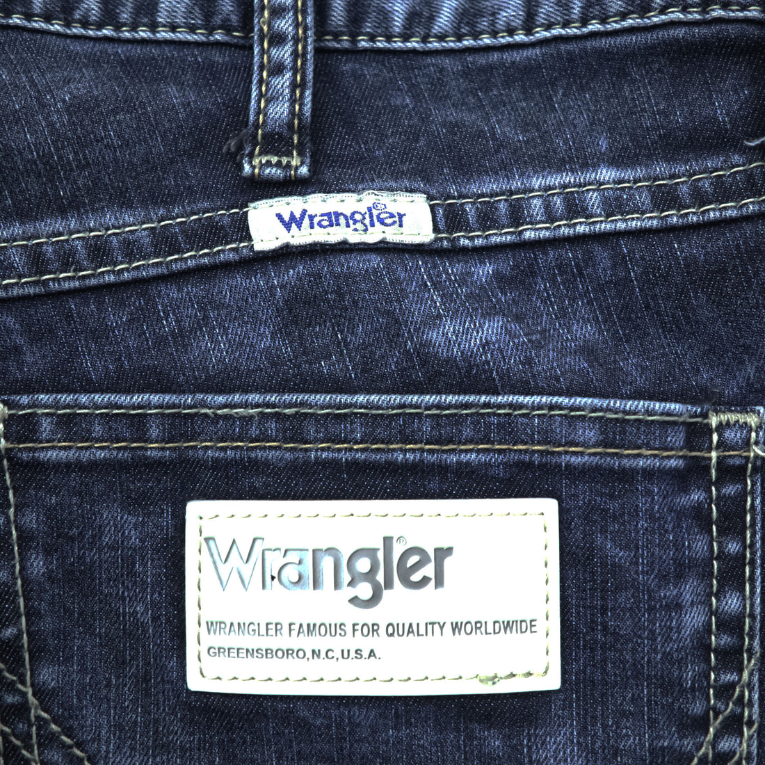 Wrangler Chemical Wash Tapered Denim Pants Jeans M Blue Stretch WM0167