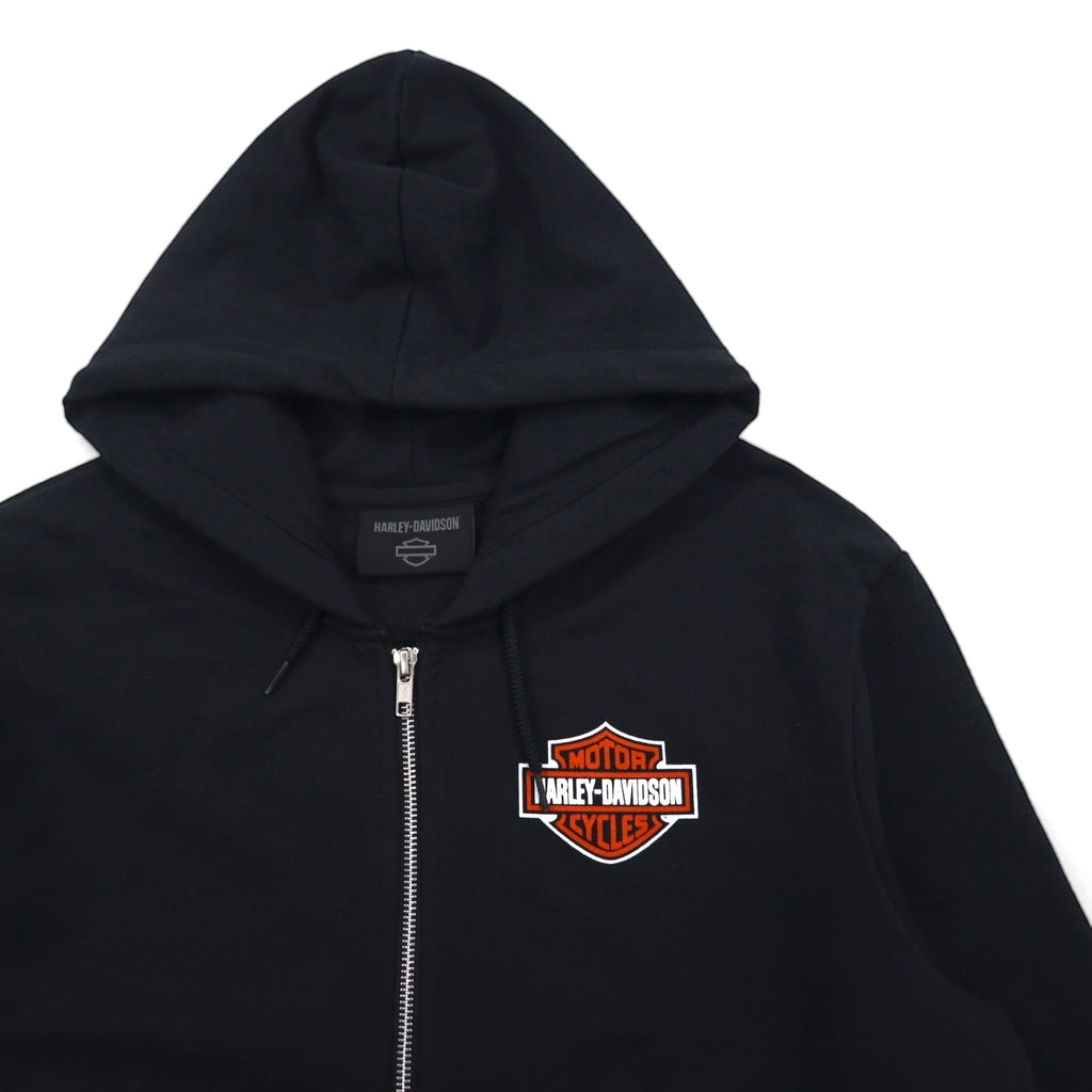 HARLEY DAVIDSON Zip Hoodie, XL, Black, Cotton, Double-Sided Print