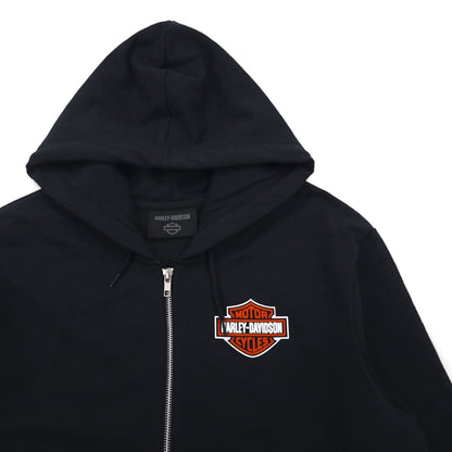 HARLEY DAVIDSON ジップパーカー XL ブラック コットン 両面プリント