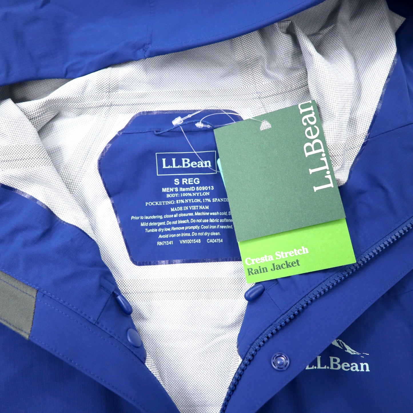 L.L.Bean クレスタ ストレッチ レイン ジャケット M ブルー ナイロン 防水 Cresta Stretch Rain Jacket 509013 未使用品