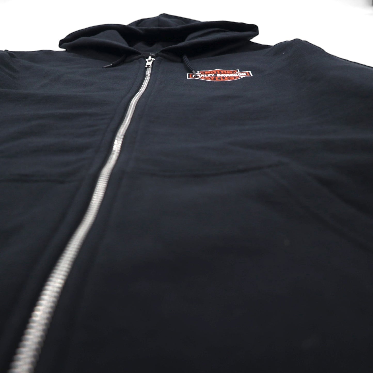 HARLEY DAVIDSON ジップパーカー XL ブラック コットン 両面プリント