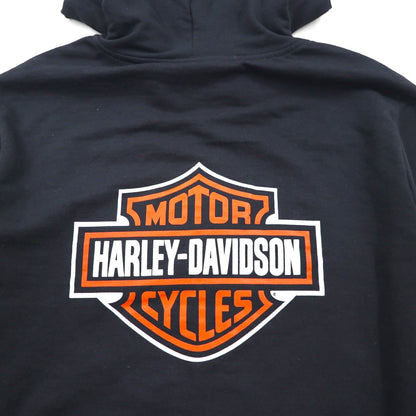 HARLEY DAVIDSON ジップパーカー XL ブラック コットン 両面プリント