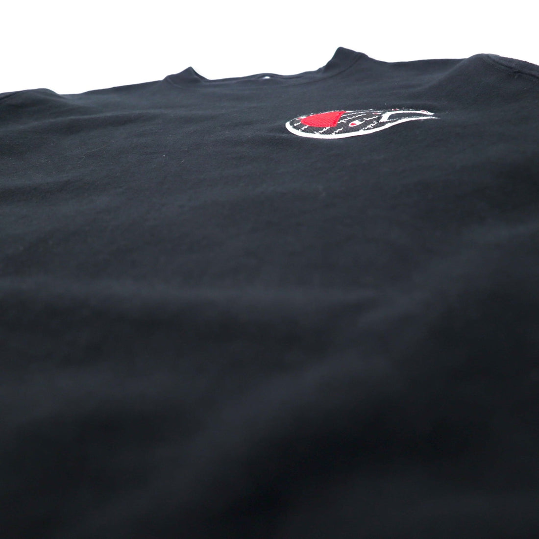 Champion Reverse Weave Sweatshirt L Black Cotton Script Logo Blue Single Tag Reprint Made in Honduras